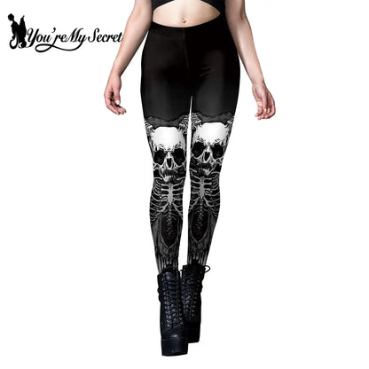 [You're My Secret] Skeleton 3D Print Leggings New Design Punk Women Legging Gothic Style Female Pants Ankle Sexy Stretch Legging