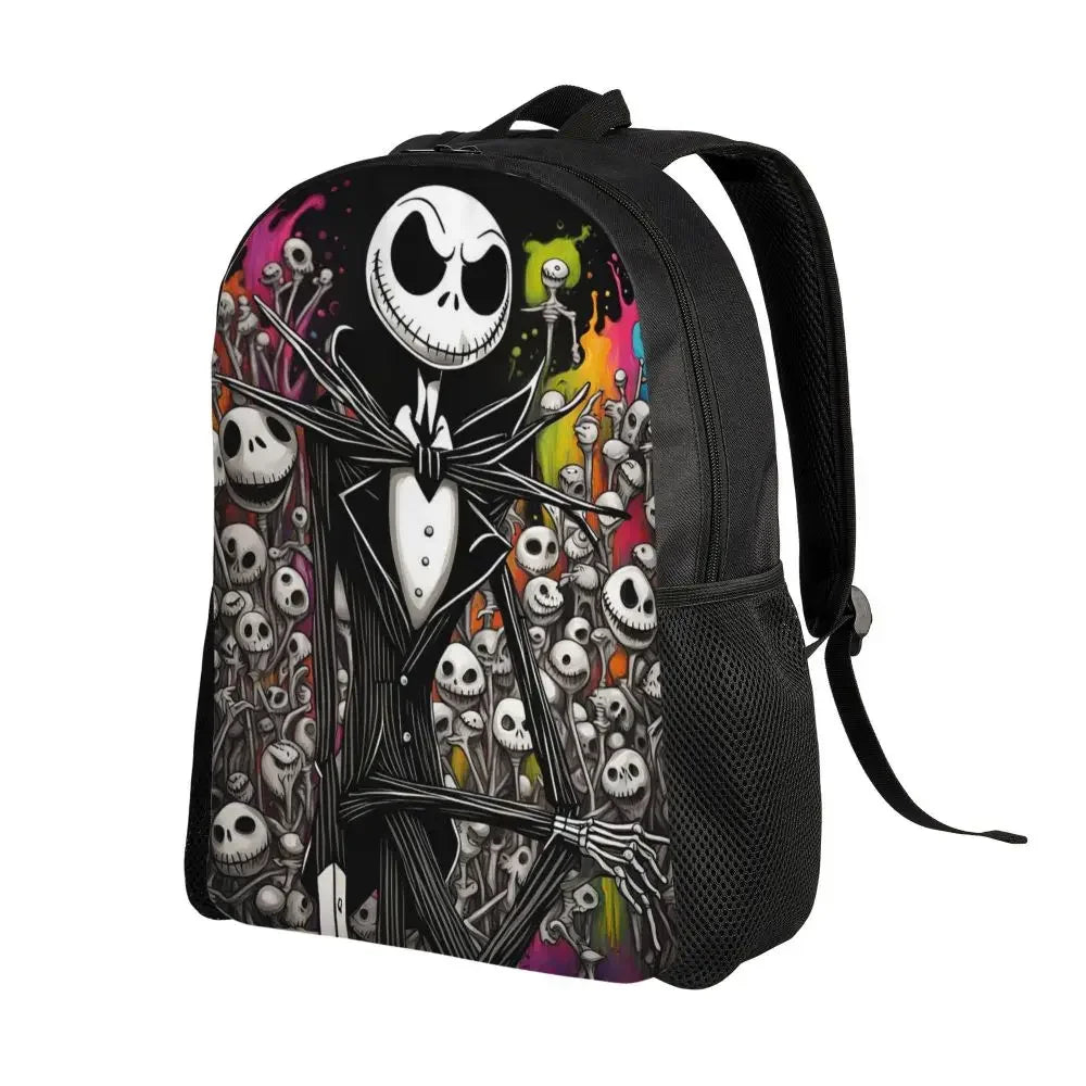 Custom Nightmare Before Christmas Backpacks for Men Women School College Student Bookbag Skellington Halloween Skull Bags