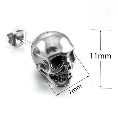 Punk Rock Skull Stud Earring for Men Stainless Steel Fashion Simple Piercing Earring Classic Personality Jewelry Wholesale