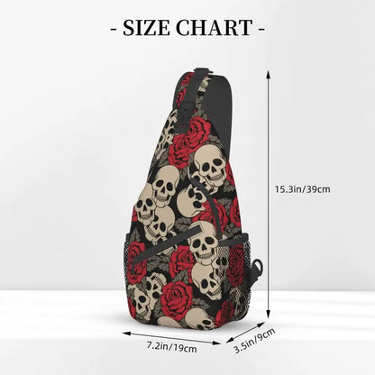 Horror Skeleton Gothic Death Skull Crossbody Sling Backpack Men Custom Shoulder Chest Bag for Traveling Daypack