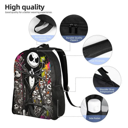 Custom Nightmare Before Christmas Backpacks for Men Women School College Student Bookbag Skellington Halloween Skull Bags