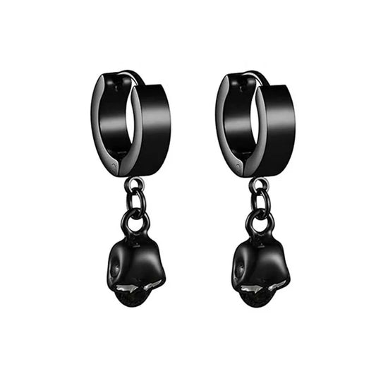 Design Stainless Steel Skull Drop Earrings For Men Fashion Gothic Street Hip Hop Ear Jewelry Pendant Cool Stud Earrings