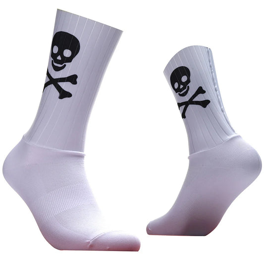 Skull Non-slip Sports Silicone Seamless Aero Cycling Socks Breathable Pattern Road Bike Racing Socks