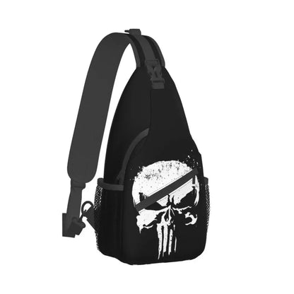 Vintage Skeleton Punishers Skull Crossbody Sling Backpack Men Custom Chest Shoulder Bag for Cycling Camping Daypack