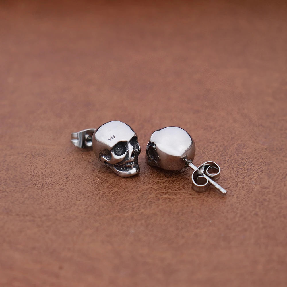 Punk Rock Skull Stud Earring for Men Stainless Steel Fashion Simple Piercing Earring Classic Personality Jewelry Wholesale