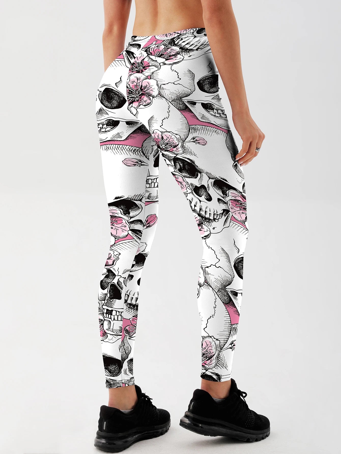 Fashion Women Skull Rose Printed Leggings Push Up Workout Women Printed Leggings