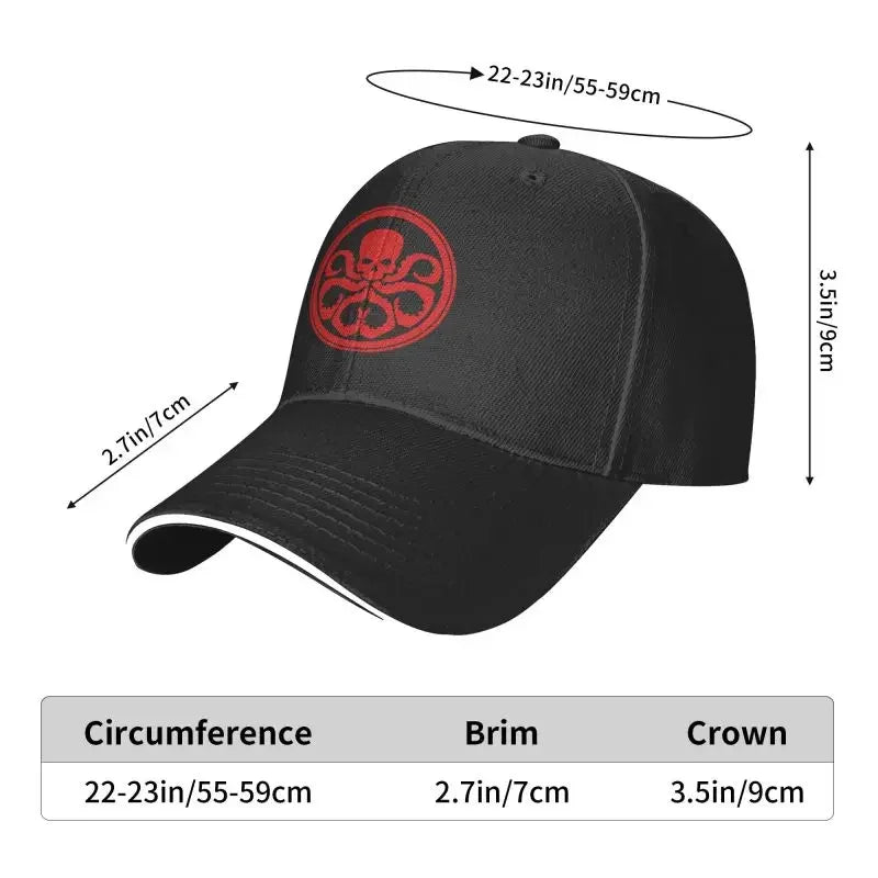 Punk Marvel Hydra Skull Baseball Cap for Women Men Adjustable Dad Hat Sports