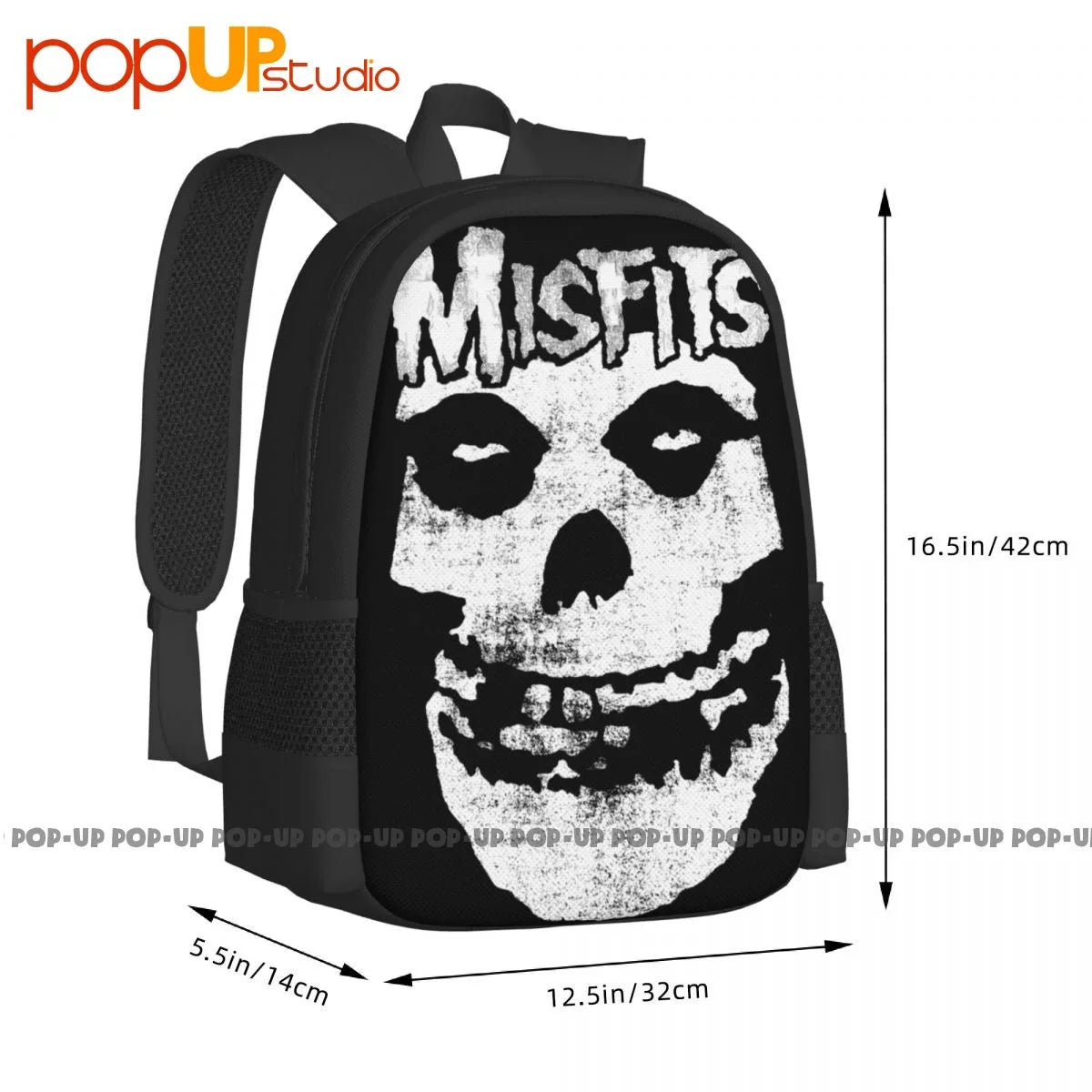 Tultex Misfits Distressed Skull Classic Backpack Large Capacity Travel Softback Sports Style Multi-function