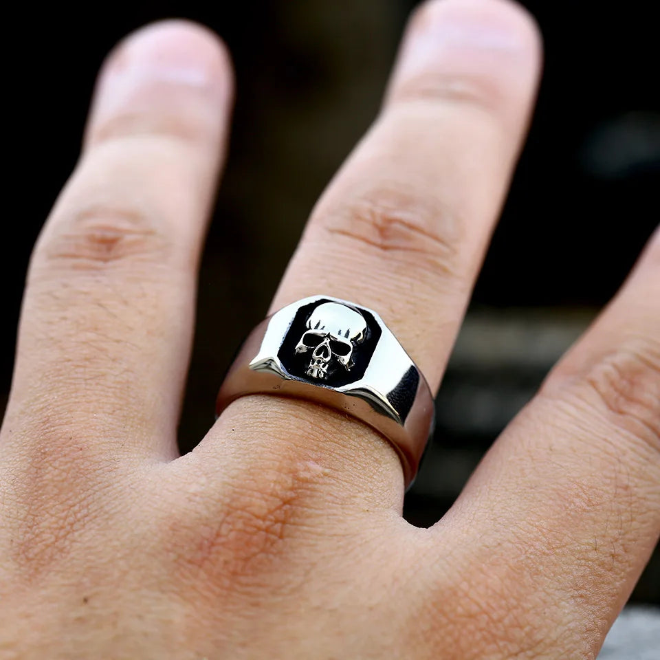 BEIER New Stainless Steel Skeleton Skull Ring For Men Punk Rock Gothic Punk Metal Rock Biker Jewelry Accessories Wholesale