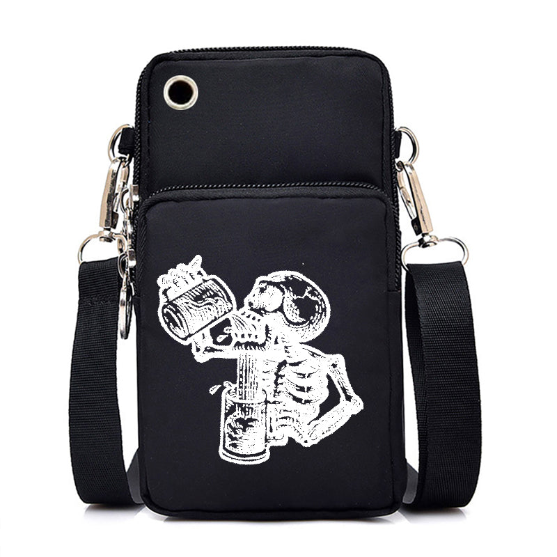 Skull Flowers Fashion Women Mobile Phone Bag for Iphone/huawei/xiaomi Universal Harajuku 90s Women Wrist Purse Messenger Bags