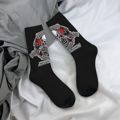 Custom Rockabilly Motorcycle Rider Rock Skull Men's Crew Socks Unisex Kawaii 3D Printed Dress Socks