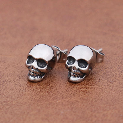 Punk Rock Skull Stud Earring for Men Stainless Steel Fashion Simple Piercing Earring Classic Personality Jewelry Wholesale