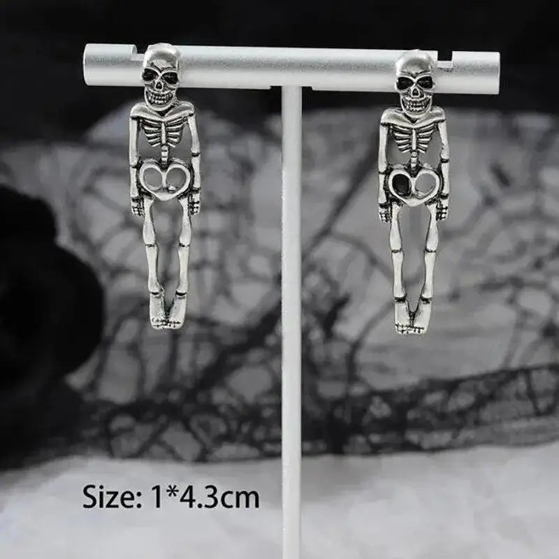 Halloween Skull Skeleton Drop Earrings for Women Punk Charm Ghost Spider Web Dangle Earrings Jewelry Gift