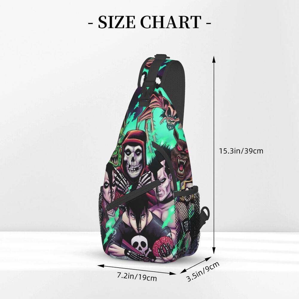 Misfits Skull Sling Crossbody Chest Bag Men Fashion Horror Punk Rock Music Shoulder Backpack for Travel Cycling