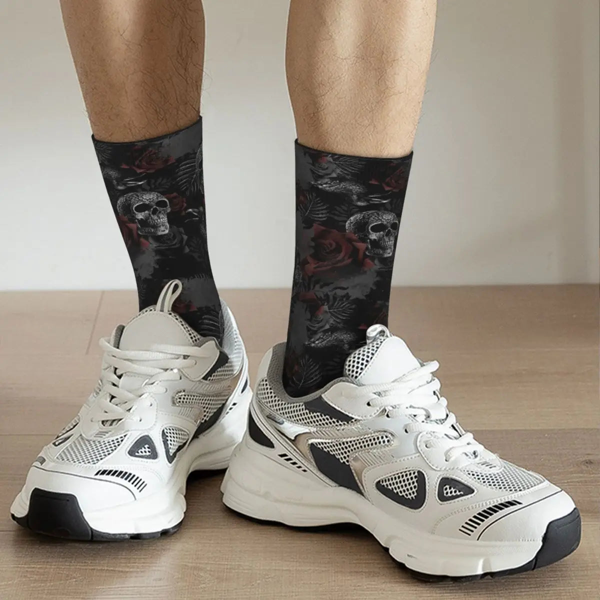 Skull Flowers Socks Gym 3D Print Boy Girls Mid-calf Sock