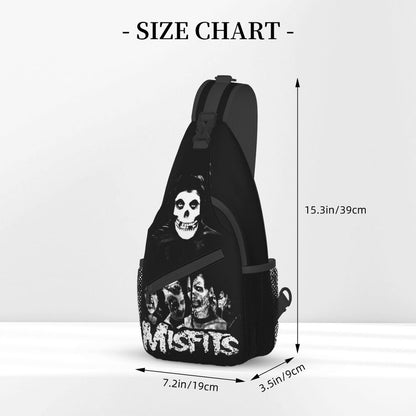 Misfits Skull Sling Crossbody Chest Bag Men Fashion Horror Punk Rock Music Shoulder Backpack for Travel Cycling