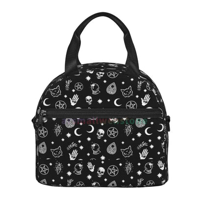 Goth Gothic Black Skull Lunch Bag for Women Portable Thermal Insulated Lunch Box Picnic Multifunction Food Tote