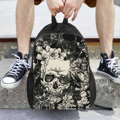 Skulls And Roses Backpack for Women Men School College Students Bookbag Fits 15 Inch Laptop Gothic Moth Bags