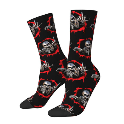 Novelty Mens Funny Jokers Skull Gun Dress Socks Unisex Comfortable Warm 3D Printed Gothic Skeleton Crew Socks