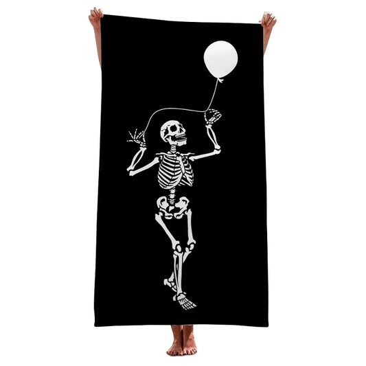 Funny Black Skull Printed Beach Towel Quick-drying Microfiber Towel Beach Mat Large Bath Towel Spa Sauna Fashion Black Pool