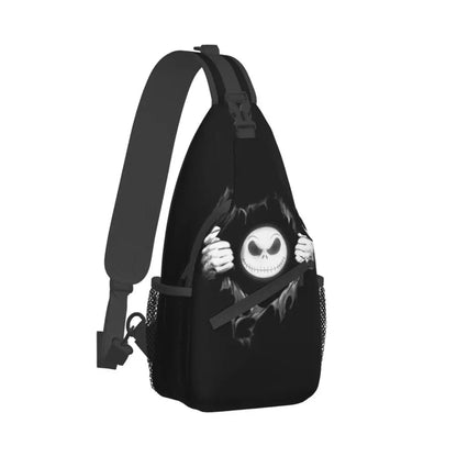 Custom Halloween Skull Jack Sling Crossbody Backpack Men Tim Burton Christmas Horror Movie Shoulder Chest Bag for Hiking