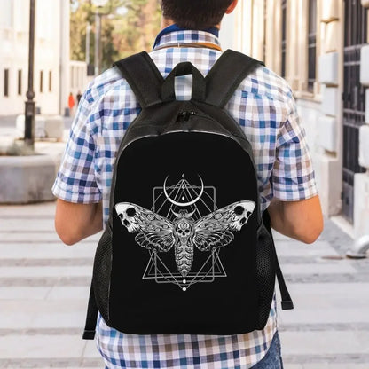 Skulls And Roses Backpack for Women Men School College Students Bookbag Fits 15 Inch Laptop Gothic Moth Bags