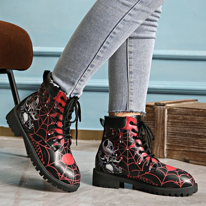 Individuality Colored Spider Short Boots Women  Fashion Graffiti Warm Leather Boots Banquet Comfortable Sports Leisure 2024