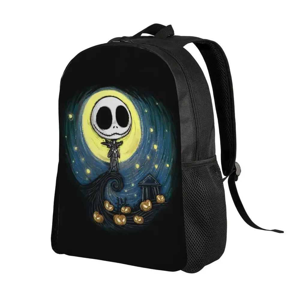 Custom Nightmare Before Christmas Backpacks for Men Women School College Student Bookbag Skellington Halloween Skull Bags