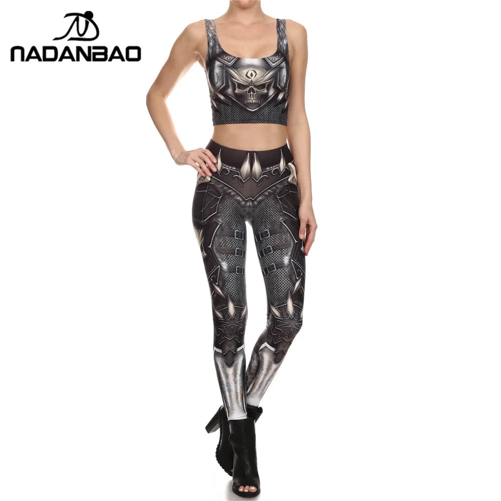 NADANBAO New BARBARIAN Skull Women Leggings Punk Skull Printed Legins High Elastic Fitness Pants Ladies Push-Up Legging