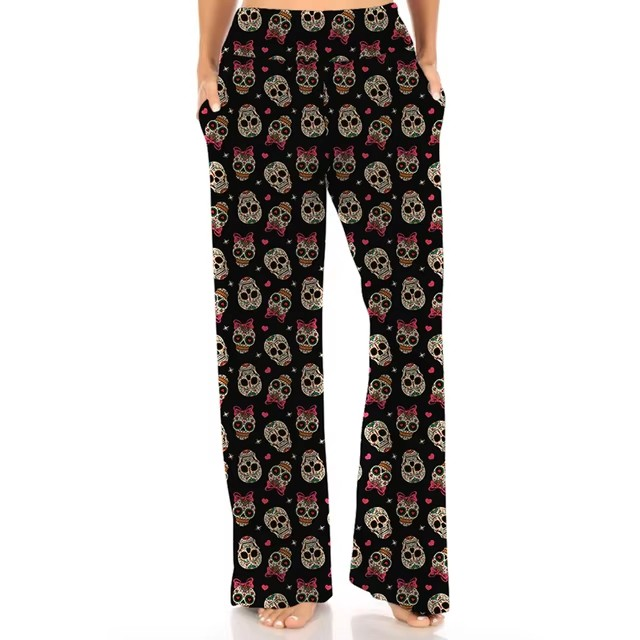 LETSFIND New Lounger Streetwear Women Human Skulls Print Casual Pants High Quaility  Loose Soft Stretch Girls  Pants