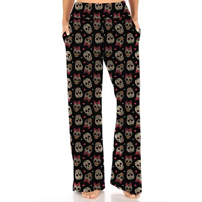 LETSFIND New Lounger Streetwear Women Human Skulls Print Casual Pants High Quaility  Loose Soft Stretch Girls  Pants