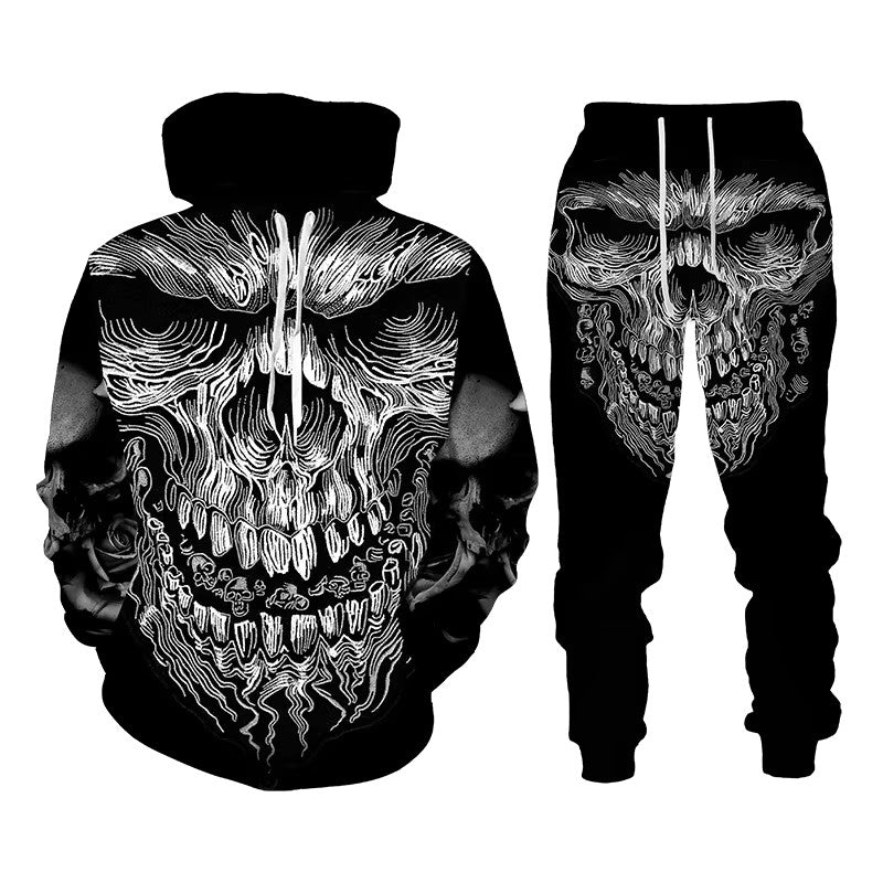 Skull 3D Print Men Punk Hoodie Suit Tracksuit/Pants Goth Skeletons Pullover Casual Streetwear Oversize Autumn Winter Hot-selling